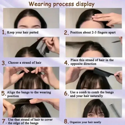 Bangs Dark Brown Synthetic Hair Clip-In – Natural Wispy Fringe Wear