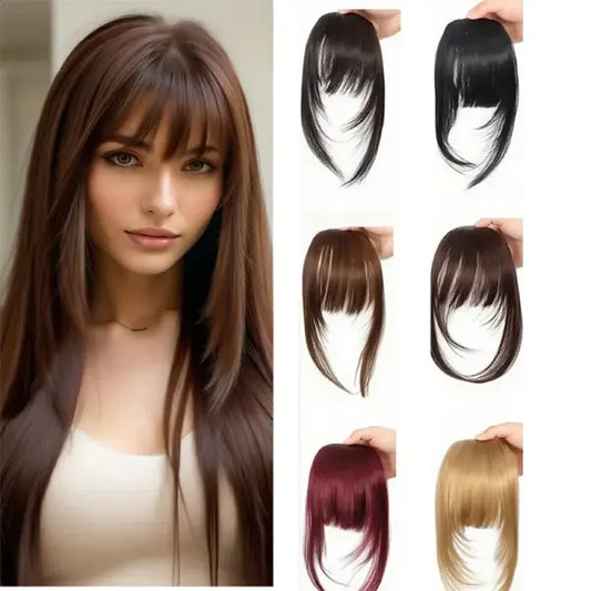 Bangs Dark Brown Synthetic Hair Clip-In – Natural Wispy Fringe Wear