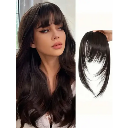 Bangs Dark Brown Synthetic Hair Clip-In – Natural Wispy Fringe Wear