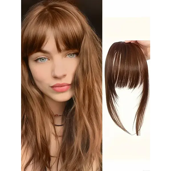 Bangs Dark Brown Synthetic Hair Clip-In – Natural Wispy Fringe Wear