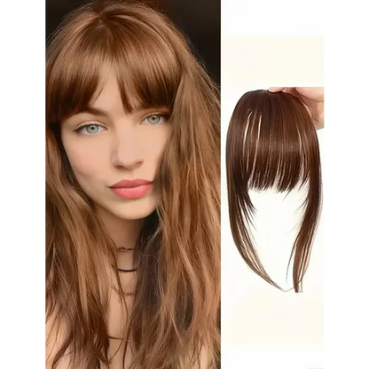 Bangs Dark Brown Synthetic Hair Clip-In – Natural Wispy Fringe Wear