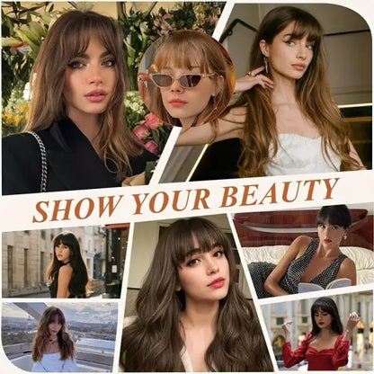 Bangs Dark Brown Synthetic Hair Clip-In – Natural Wispy Fringe Wear